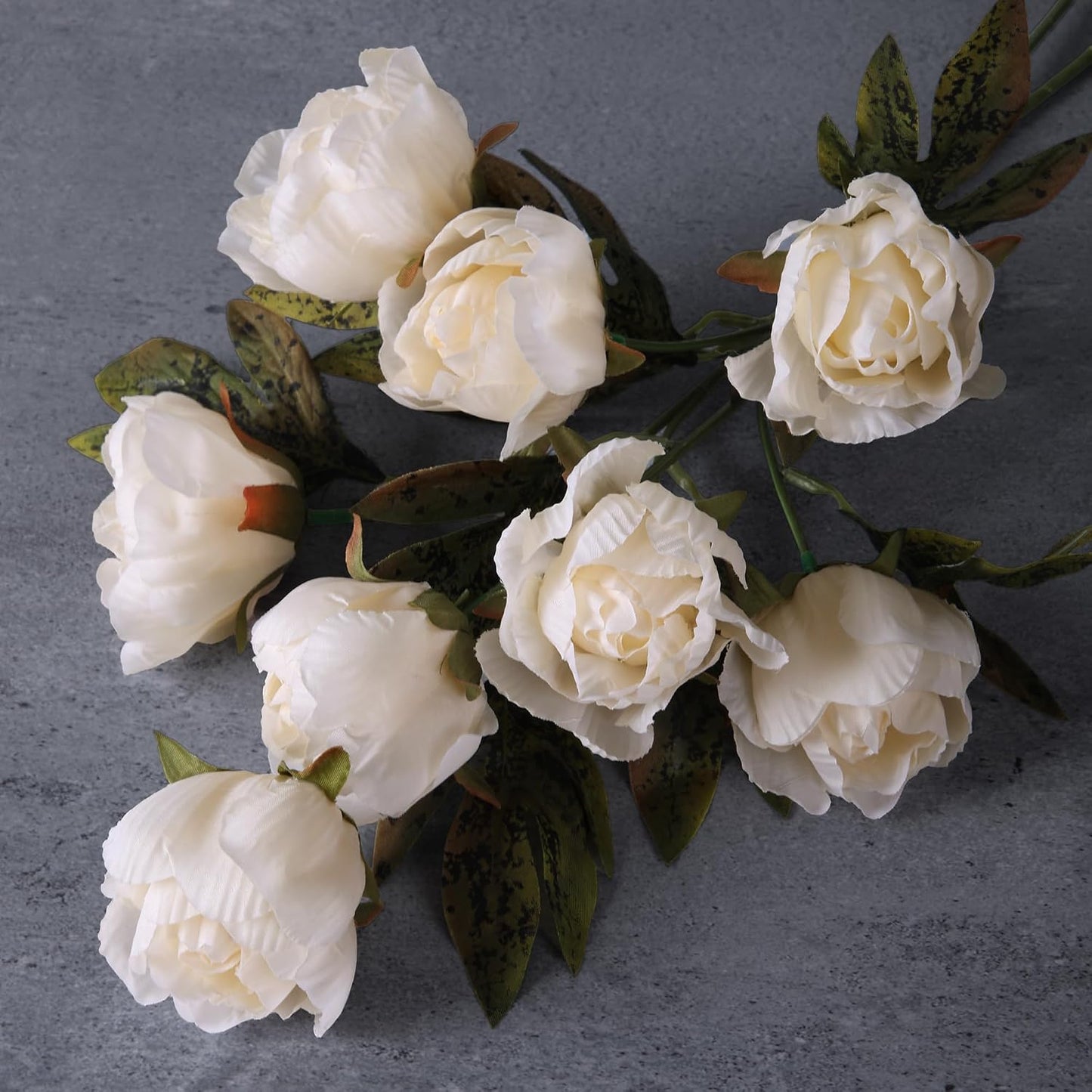 8 Pcs Artificial Peony Flowers, Faux Silk Peonies Stems with Distressed Leaves, Fade Resistant Floral Branches for Vase, DIY Bouquet, Home Decor Indoor Outdoor Wedding Table Centerpiece (Light Pink)