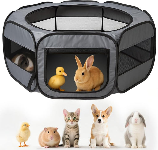 Extra Large Small Animal Playpen, Waterproof Foldable Pet Pen,Dark Grey