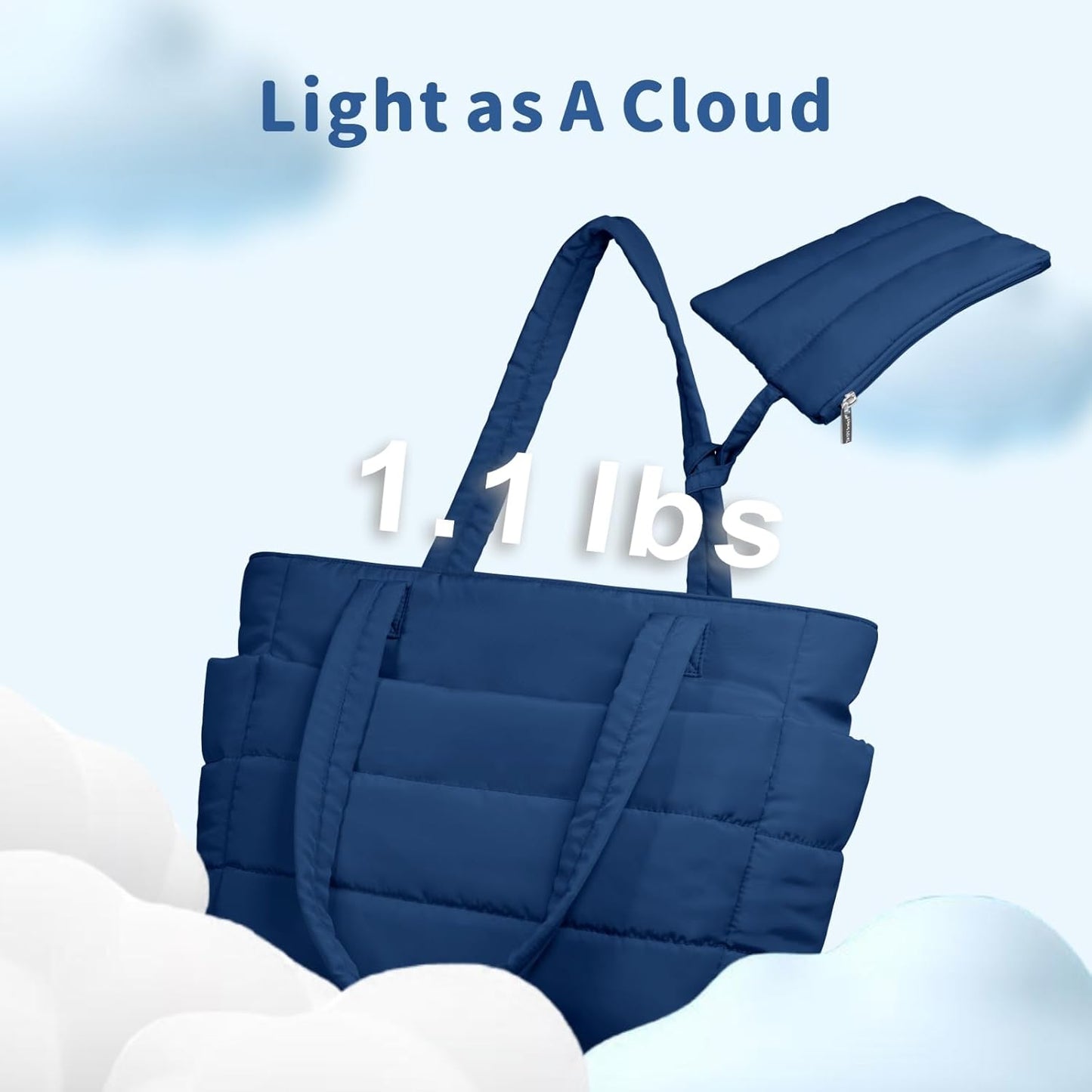 Puffer Tote Bag for Women, Lightweight Puffy Handbag with Compartments, Quilted Shoulder Bag for Work, Travel, Gym - Colors A