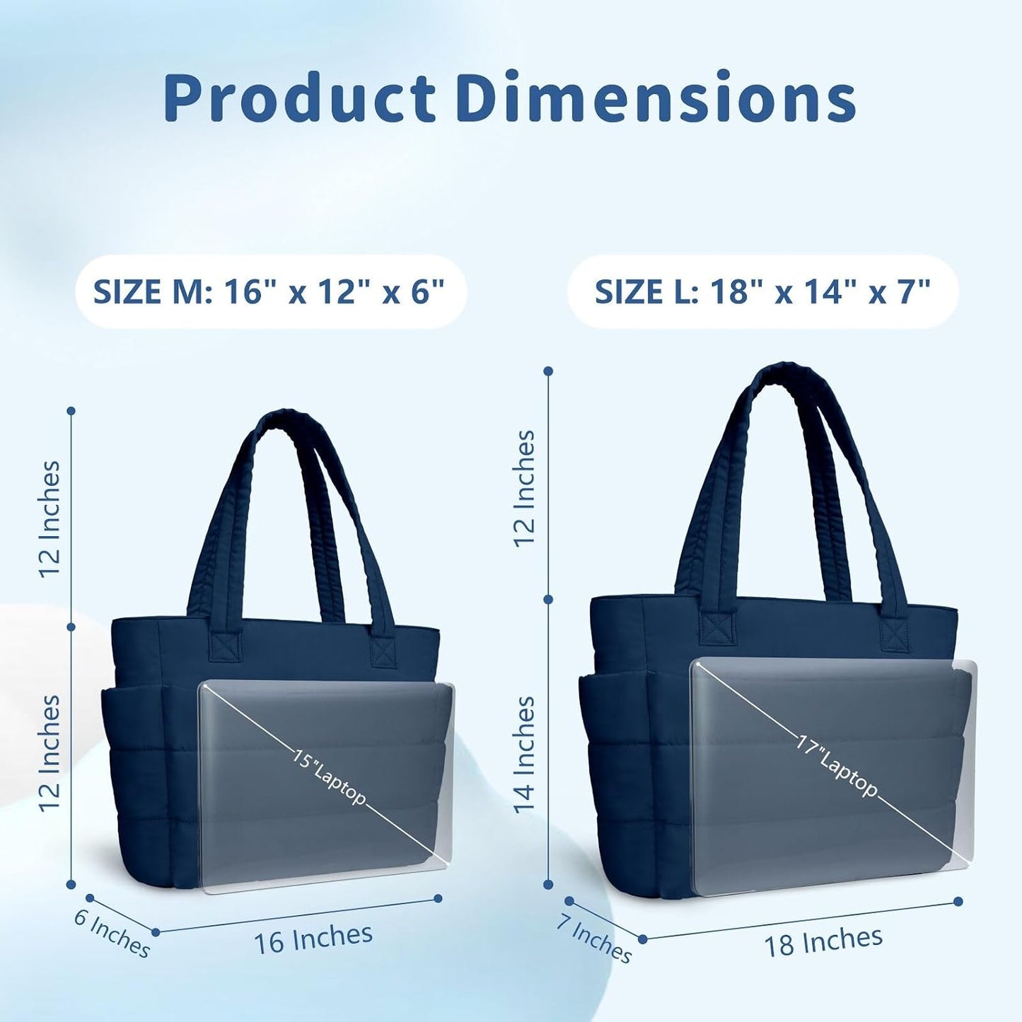 Puffer Tote Bag for Women, Lightweight Puffy Handbag with Compartments, Quilted Shoulder Bag for Work, Travel, Gym - Colors A