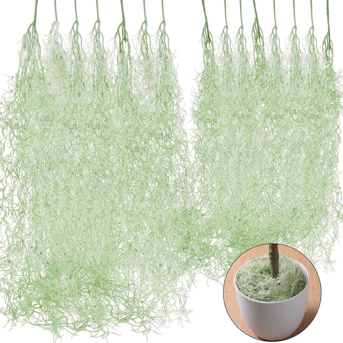 15 Pcs Spanish Moss Faux Hanging Moss Garland Fake Greenery Artificial Decor for Crafts(43 Inch,Green)