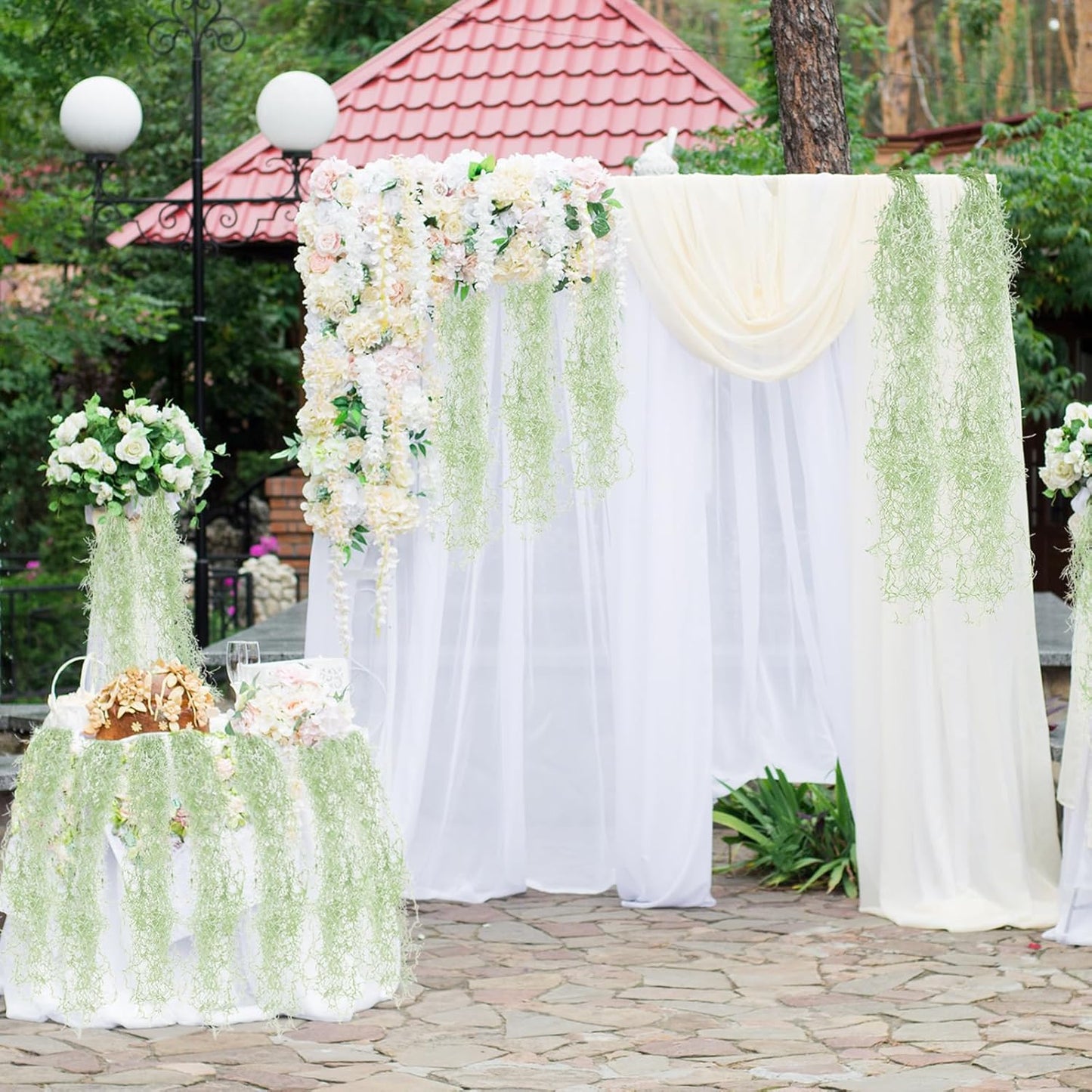15 Pcs Spanish Moss Faux Hanging Moss Garland Fake Greenery Artificial Decor for Crafts(43 Inch,Green)