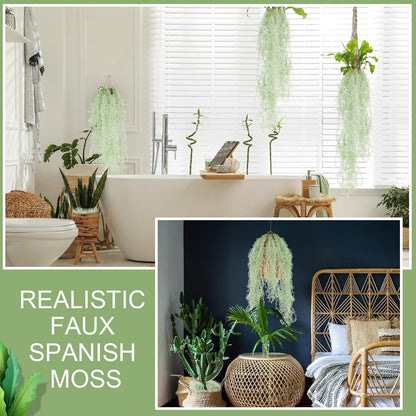 15 Pcs Spanish Moss Faux Hanging Moss Garland Fake Greenery Artificial Decor for Crafts(43 Inch,Green)