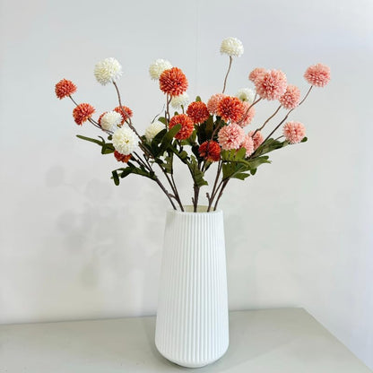 20.5“Silk Flowers with Stems Plastic Flower,Chrysanthemum Flowers Artificial Dandelion,Faux Flower Stems for Wedding Outdoors Party Garden Home Decor (6, Beige)