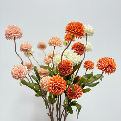 20.5“Silk Flowers with Stems Plastic Flower,Chrysanthemum Flowers Artificial Dandelion,Faux Flower Stems for Wedding Outdoors Party Garden Home Decor (6, Beige)