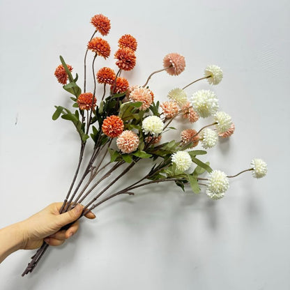 20.5“Silk Flowers with Stems Plastic Flower,Chrysanthemum Flowers Artificial Dandelion,Faux Flower Stems for Wedding Outdoors Party Garden Home Decor (6, Beige)