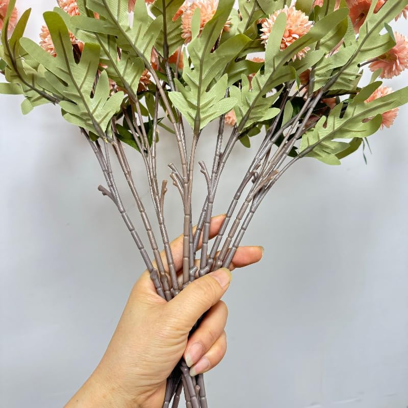 20.5“Silk Flowers with Stems Plastic Flower,Chrysanthemum Flowers Artificial Dandelion,Faux Flower Stems for Wedding Outdoors Party Garden Home Decor (6, Beige)