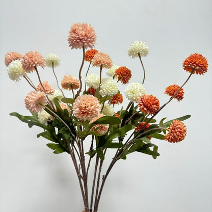 20.5“Silk Flowers with Stems Plastic Flower,Chrysanthemum Flowers Artificial Dandelion,Faux Flower Stems for Wedding Outdoors Party Garden Home Decor (6, Beige)
