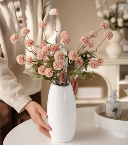 20.5“Silk Flowers with Stems Plastic Flower,Chrysanthemum Flowers Artificial Dandelion,Faux Flower Stems for Wedding Outdoors Party Garden Home Decor (6, Beige)