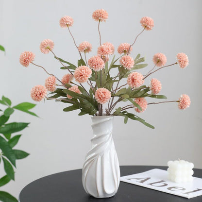 20.5“Silk Flowers with Stems Plastic Flower,Chrysanthemum Flowers Artificial Dandelion,Faux Flower Stems for Wedding Outdoors Party Garden Home Decor (6, Beige)