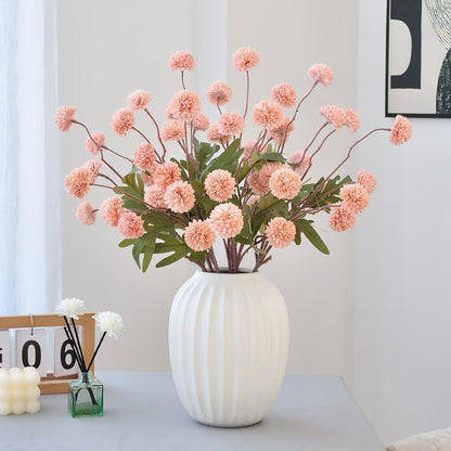 20.5“Silk Flowers with Stems Plastic Flower,Chrysanthemum Flowers Artificial Dandelion,Faux Flower Stems for Wedding Outdoors Party Garden Home Decor (6, Beige)