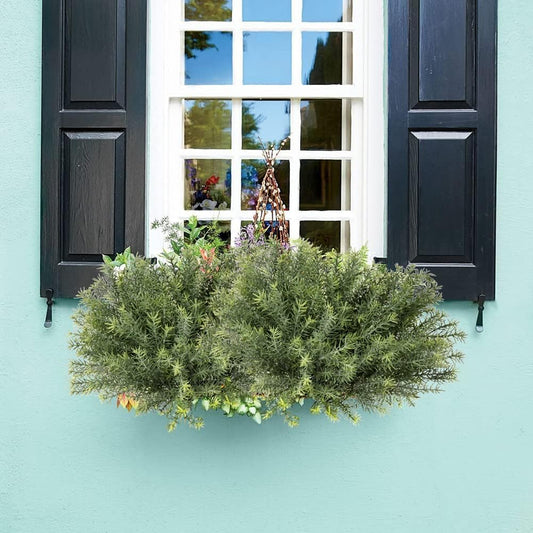 Artificial Rosemary Stems Fake Greenery Plants Faux Bushes Shrubs in Frosted Green for Decor Home Indoor Outdoor Garden 4pcs