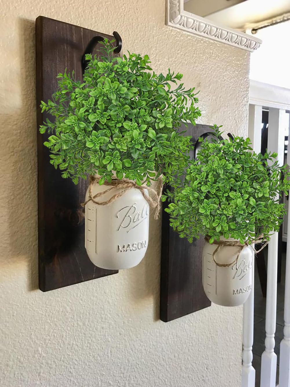 Artificial Rosemary Stems Fake Greenery Plants Faux Bushes Shrubs in Frosted Green for Decor Home Indoor Outdoor Garden 4pcs