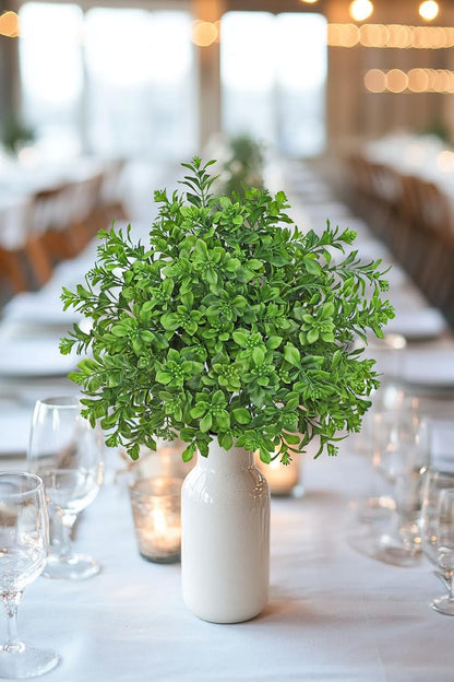 Artificial Rosemary Stems Fake Greenery Plants Faux Bushes Shrubs in Frosted Green for Decor Home Indoor Outdoor Garden 4pcs