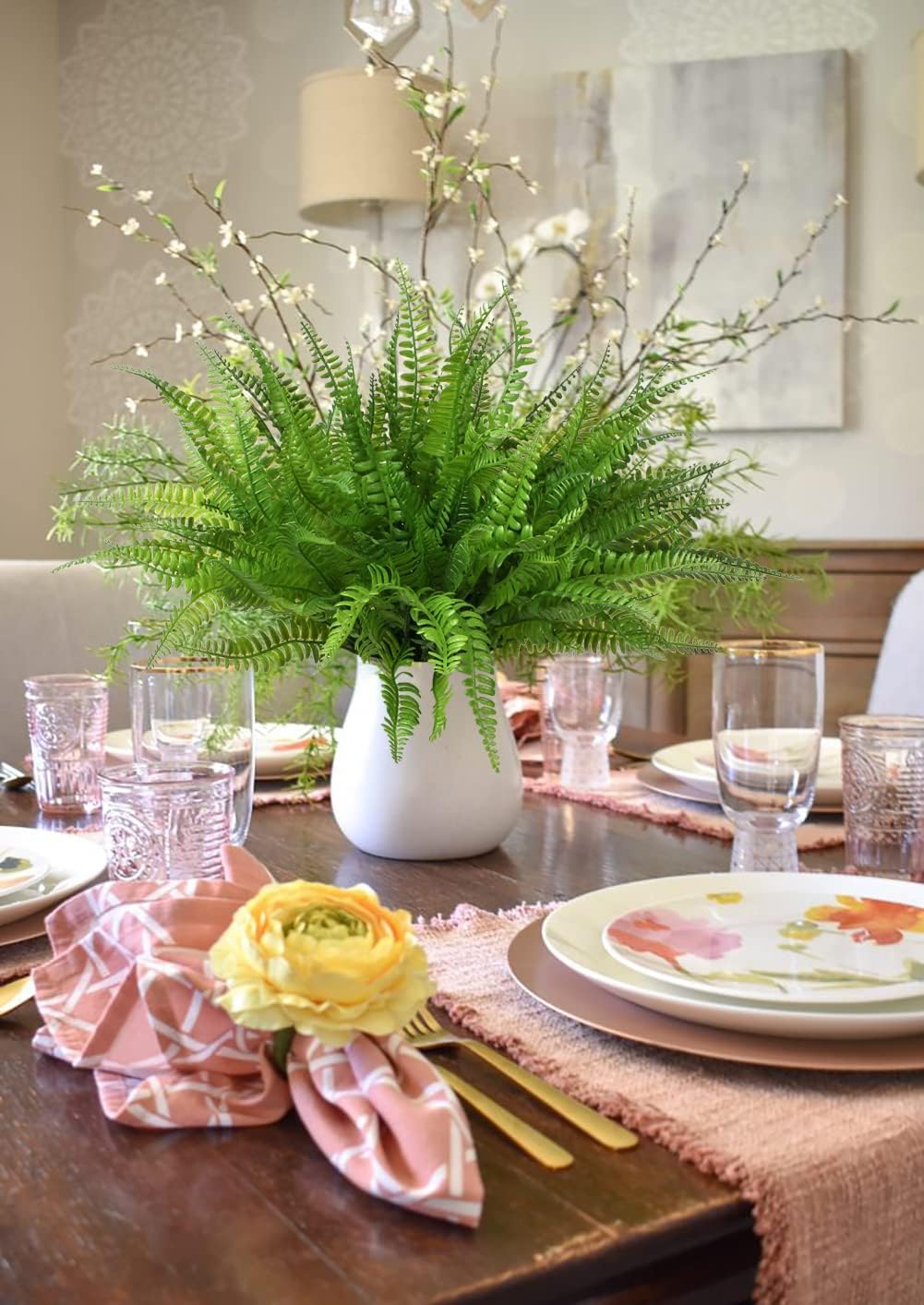 Artificial Rosemary Stems Fake Greenery Plants Faux Bushes Shrubs in Frosted Green for Decor Home Indoor Outdoor Garden 4pcs