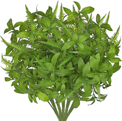 Artificial Rosemary Stems Fake Greenery Plants Faux Bushes Shrubs in Frosted Green for Decor Home Indoor Outdoor Garden 4pcs
