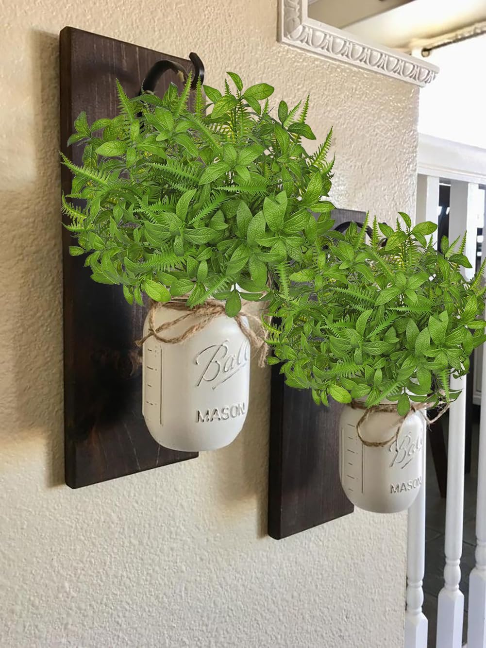 Artificial Rosemary Stems Fake Greenery Plants Faux Bushes Shrubs in Frosted Green for Decor Home Indoor Outdoor Garden 4pcs