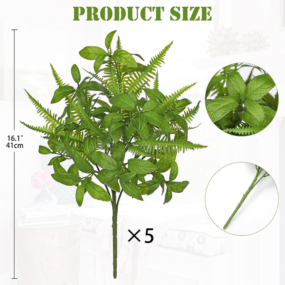 Artificial Rosemary Stems Fake Greenery Plants Faux Bushes Shrubs in Frosted Green for Decor Home Indoor Outdoor Garden 4pcs