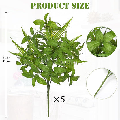 Artificial Rosemary Stems Fake Greenery Plants Faux Bushes Shrubs in Frosted Green for Decor Home Indoor Outdoor Garden 4pcs