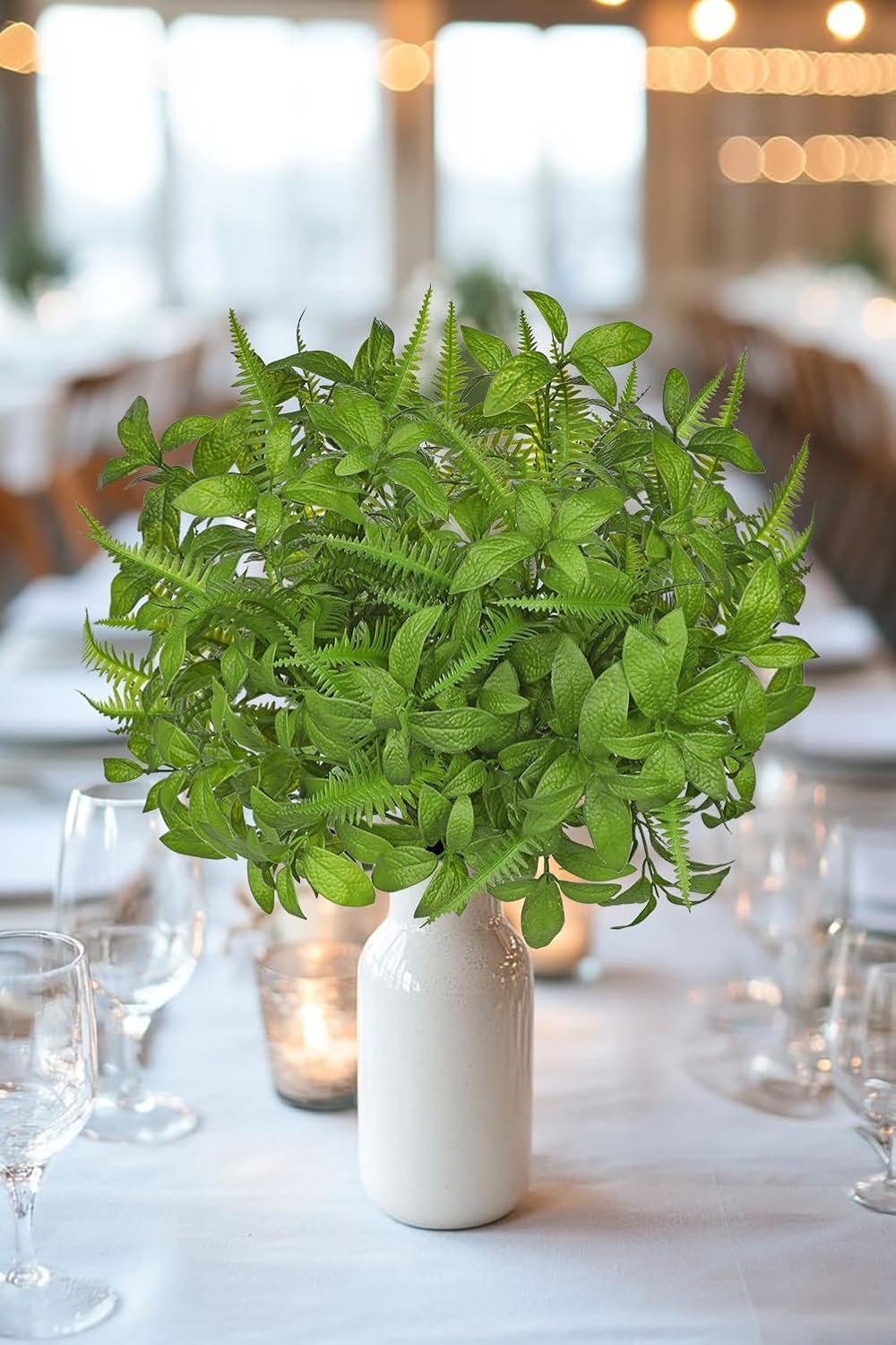 Artificial Rosemary Stems Fake Greenery Plants Faux Bushes Shrubs in Frosted Green for Decor Home Indoor Outdoor Garden 4pcs