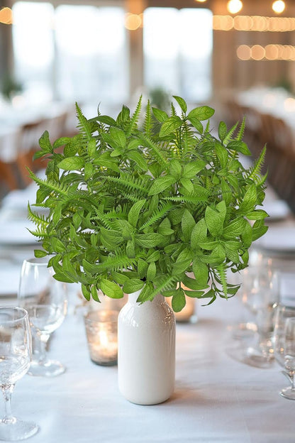 Artificial Rosemary Stems Fake Greenery Plants Faux Bushes Shrubs in Frosted Green for Decor Home Indoor Outdoor Garden 4pcs