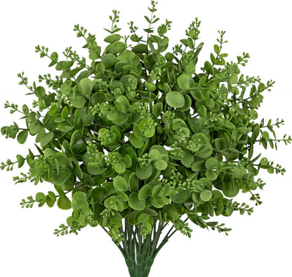 Artificial Rosemary Stems Fake Greenery Plants Faux Bushes Shrubs in Frosted Green for Decor Home Indoor Outdoor Garden 4pcs