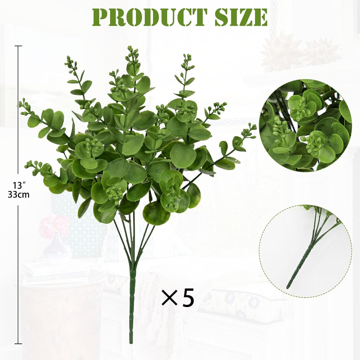 Artificial Rosemary Stems Fake Greenery Plants Faux Bushes Shrubs in Frosted Green for Decor Home Indoor Outdoor Garden 4pcs
