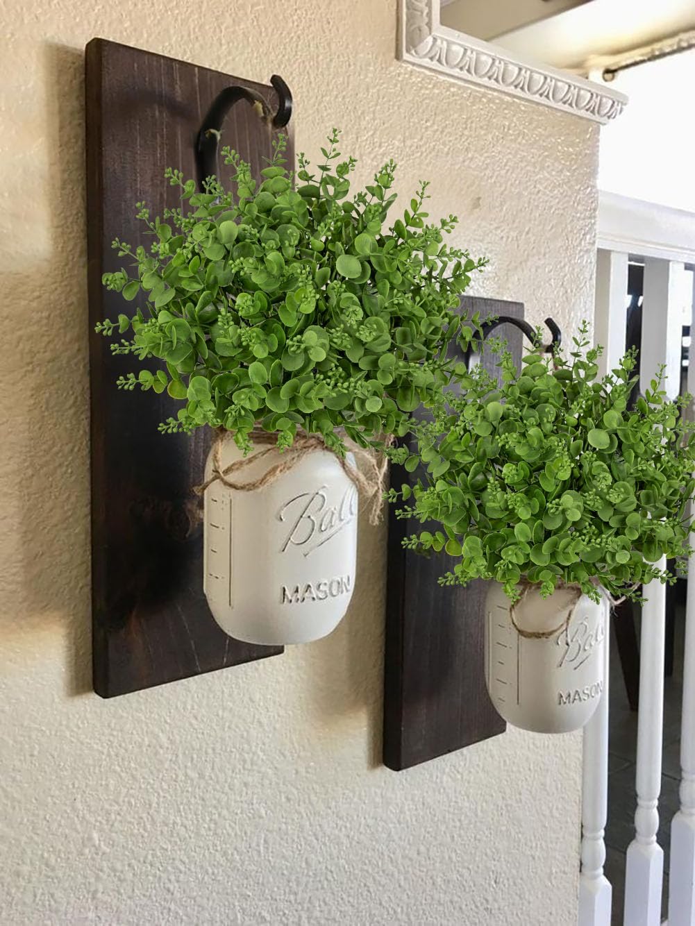Artificial Rosemary Stems Fake Greenery Plants Faux Bushes Shrubs in Frosted Green for Decor Home Indoor Outdoor Garden 4pcs