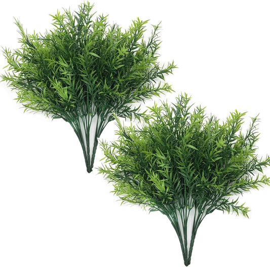 Artificial Plants, Fake Rosemary Shrubs, Faux Fern Stems Plastic Greenery for Indoor Outdoor Decor Home Farmhouse Bushes Garden Grass Porch Patio Wedding Bouquets Vase Filler DIY Decorations