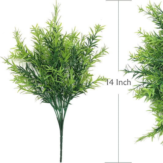 Artificial Plants, Fake Rosemary Shrubs, Faux Fern Stems Plastic Greenery for Indoor Outdoor Decor Home Farmhouse Bushes Garden Grass Porch Patio Wedding Bouquets Vase Filler DIY Decorations