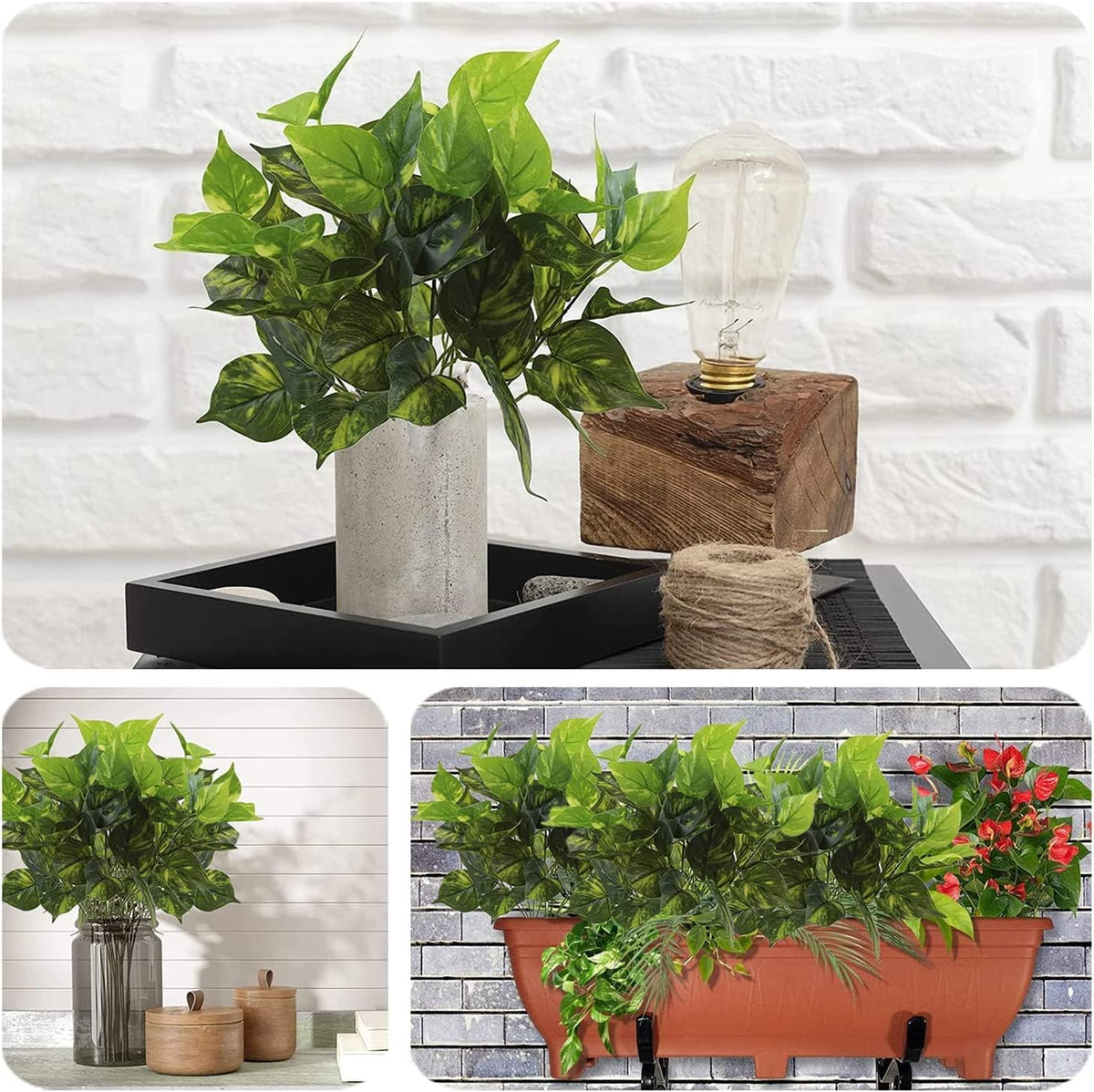 Artificial Plants, Fake Rosemary Shrubs, Faux Fern Stems Plastic Greenery for Indoor Outdoor Decor Home Farmhouse Bushes Garden Grass Porch Patio Wedding Bouquets Vase Filler DIY Decorations