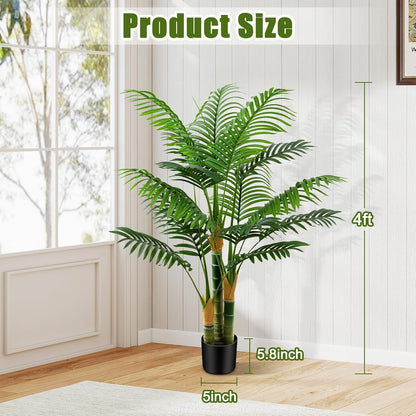 6ft Tall Golden Cane Artificial Tree Palm Outdoor, Large Artificial Plants Outdoor Faux Palm Tree with 3 Textured Trunks, Fake Tree for Indoor Outdoor Office Living Room Outside Patio