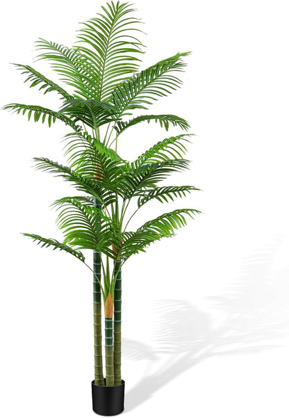6ft Tall Golden Cane Artificial Tree Palm Outdoor, Large Artificial Plants Outdoor Faux Palm Tree with 3 Textured Trunks, Fake Tree for Indoor Outdoor Office Living Room Outside Patio