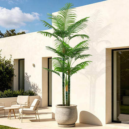 6ft Tall Golden Cane Artificial Tree Palm Outdoor, Large Artificial Plants Outdoor Faux Palm Tree with 3 Textured Trunks, Fake Tree for Indoor Outdoor Office Living Room Outside Patio