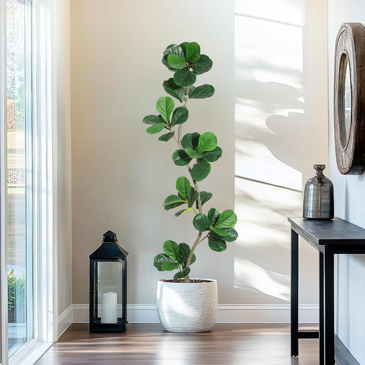 6 ft Artificial Fiddle Leaf Fig Tree with Black Nursery Planter
