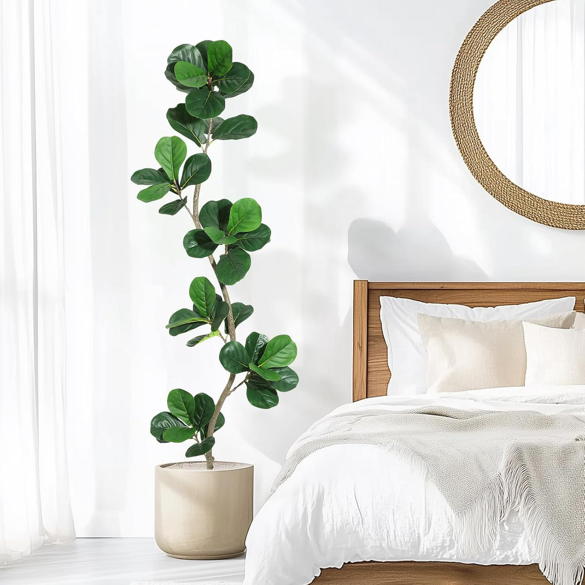 6 ft Artificial Fiddle Leaf Fig Tree with Black Nursery Planter