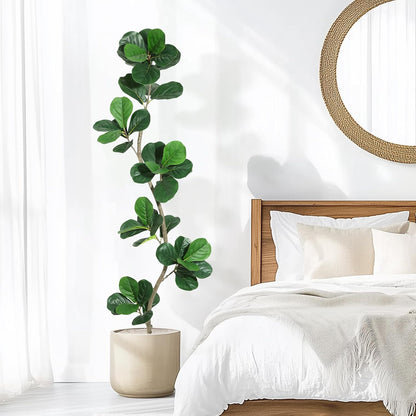 6 ft Artificial Fiddle Leaf Fig Tree with Black Nursery Planter