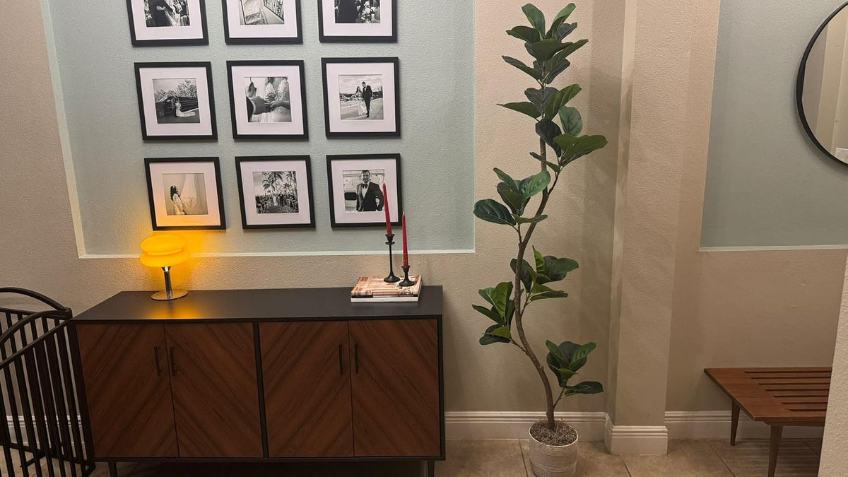 6 ft Artificial Fiddle Leaf Fig Tree with Black Nursery Planter