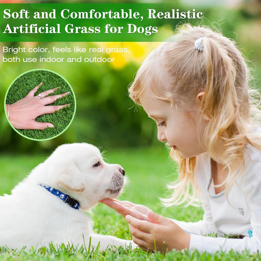 GLOBREEN 34" x 23" Fake Grass Pee Pad for Dogs Potty Training Turf Pets Mat - Easy to Clean with Drainage Holes - Indoor Outdoor Use