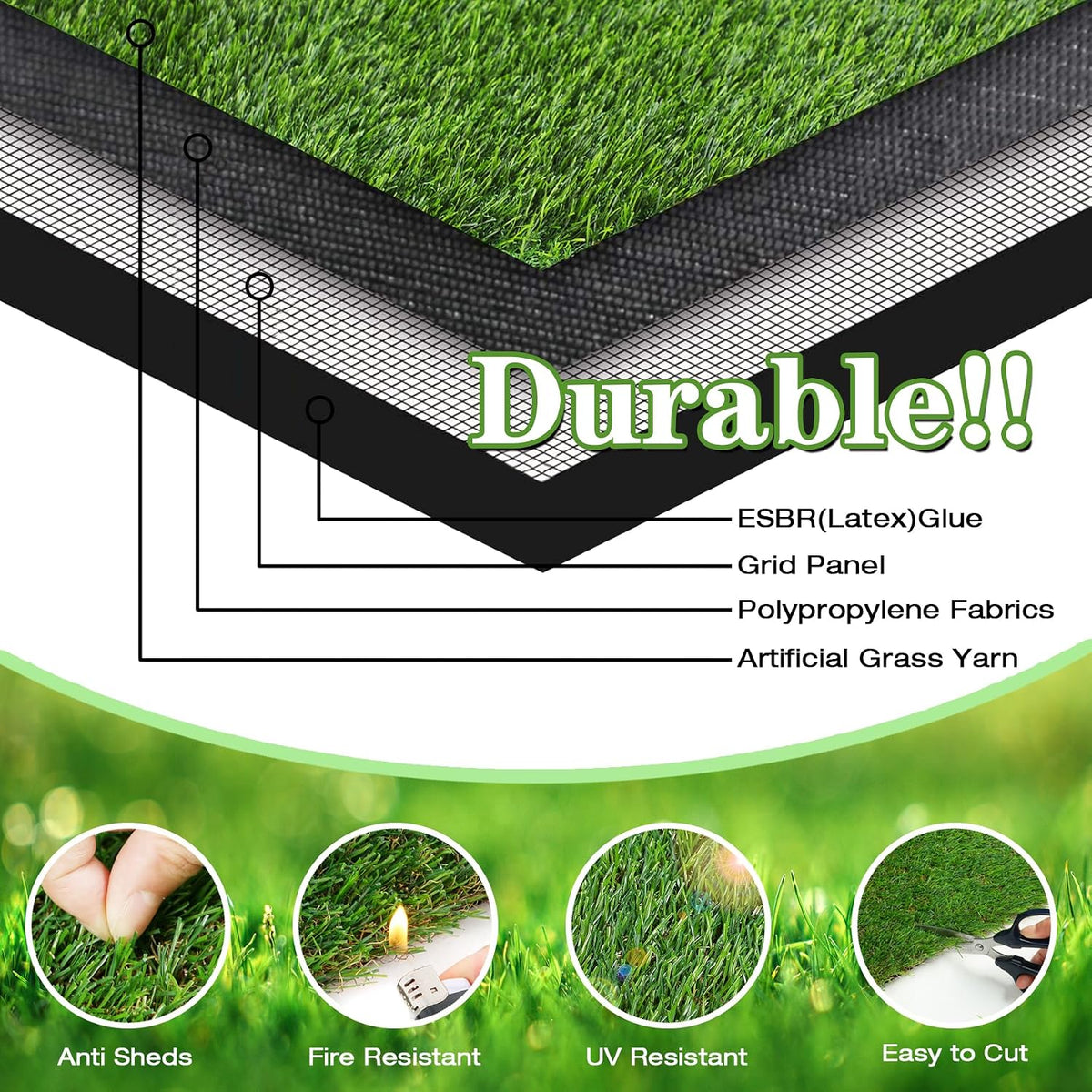 GLOBREEN 34" x 23" Fake Grass Pee Pad for Dogs Potty Training Turf Pets Mat - Easy to Clean with Drainage Holes - Indoor Outdoor Use