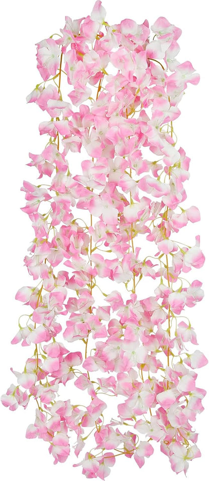 2 Pcs Artificial Bougainvillea Flowers Garland Fake Silk Bougainvilleas Vines Trailing Fuchsia Faux Hanging Flowers Plants Bougainvillea Artificial for Porch Wedding Arch Spring Summer Decor