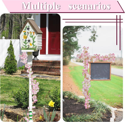 2 Pcs Artificial Bougainvillea Flowers Garland Fake Silk Bougainvilleas Vines Trailing Fuchsia Faux Hanging Flowers Plants Bougainvillea Artificial for Porch Wedding Arch Spring Summer Decor