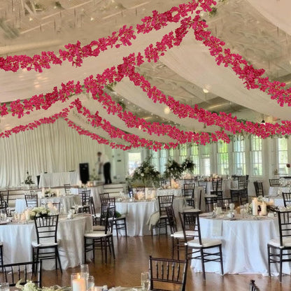 2 Pcs Artificial Bougainvillea Flowers Garland Fake Silk Bougainvilleas Vines Trailing Fuchsia Faux Hanging Flowers Plants Bougainvillea Artificial for Porch Wedding Arch Spring Summer Decor