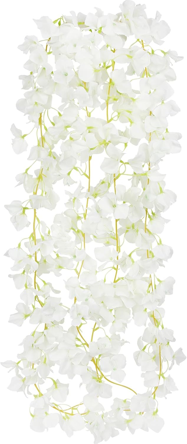 2 Pcs Artificial Bougainvillea Flowers Garland Fake Silk Bougainvilleas Vines Trailing Fuchsia Faux Hanging Flowers Plants Bougainvillea Artificial for Porch Wedding Arch Spring Summer Decor