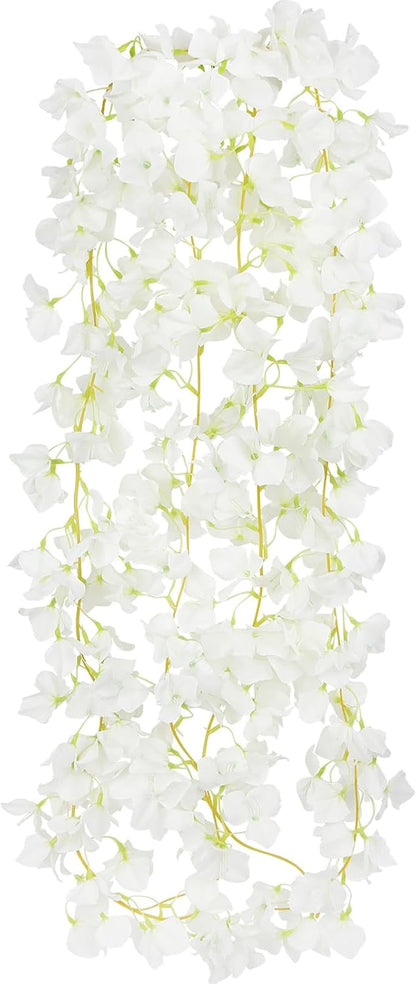 2 Pcs Artificial Bougainvillea Flowers Garland Fake Silk Bougainvilleas Vines Trailing Fuchsia Faux Hanging Flowers Plants Bougainvillea Artificial for Porch Wedding Arch Spring Summer Decor