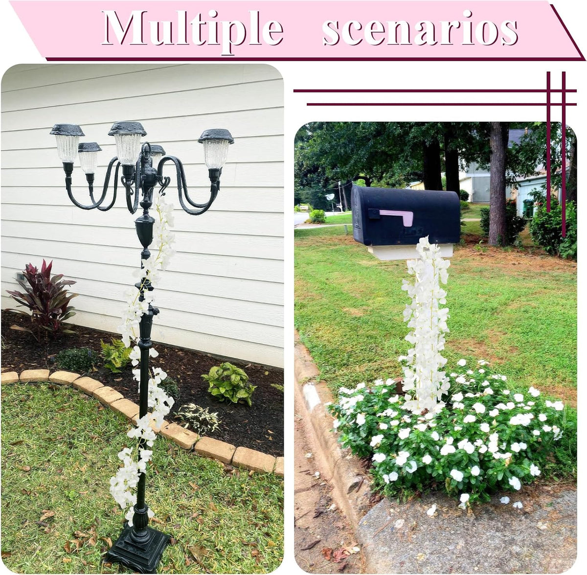 2 Pcs Artificial Bougainvillea Flowers Garland Fake Silk Bougainvilleas Vines Trailing Fuchsia Faux Hanging Flowers Plants Bougainvillea Artificial for Porch Wedding Arch Spring Summer Decor