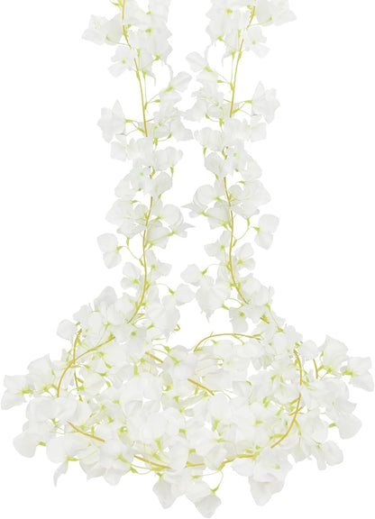 2 Pcs Artificial Bougainvillea Flowers Garland Fake Silk Bougainvilleas Vines Trailing Fuchsia Faux Hanging Flowers Plants Bougainvillea Artificial for Porch Wedding Arch Spring Summer Decor