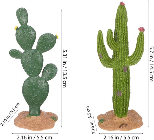 Terrarium Cactus Plants, 2Pcs Reptile Plants Terrarium Decor- 5. 5Inch Simulation Cactus Plant Landscaping Decoration for Tortoise Lizard Gecko Bearded Dragon