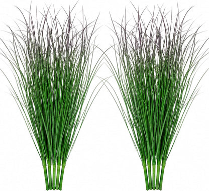 10 Pcs Artificial Plastic Plants, 37cm Artificial Wheat Grass Faux Garden Resistant Wheat Grass Fake Plants, Greenery for House Plant, Outdoor Decor Indoor Home, Green Purple