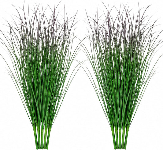 10 Pcs Artificial Plastic Plants, 37cm Artificial Wheat Grass Faux Garden Resistant Wheat Grass Fake Plants, Greenery for House Plant, Outdoor Decor Indoor Home, Green Purple